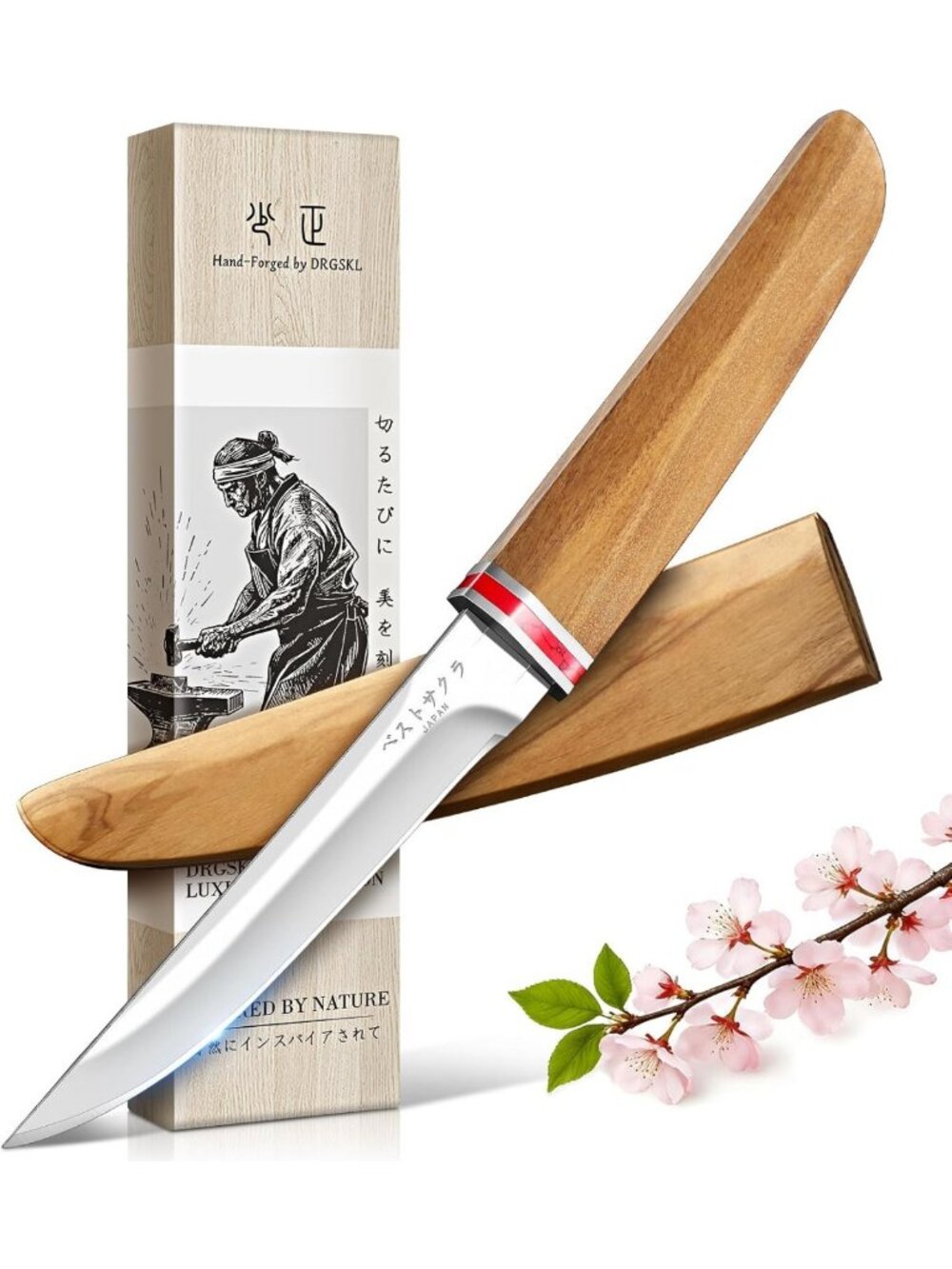Handcrafted Japanese Fixed Blade Utility Knife with Sheath - Durable & Versatile